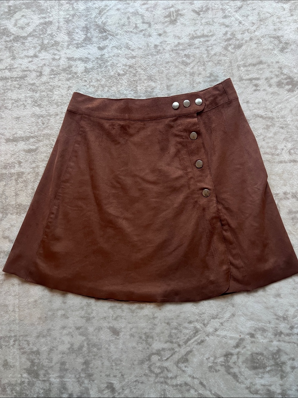 1. State Rust-Brown A-Line Button-Front Skirt